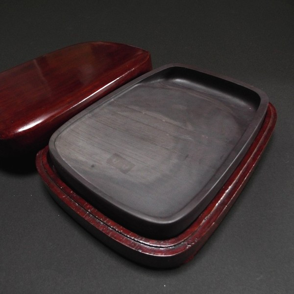 アンティークコレクション 石稽刀 石製 花彫刻 楕円形硯 アンティーク