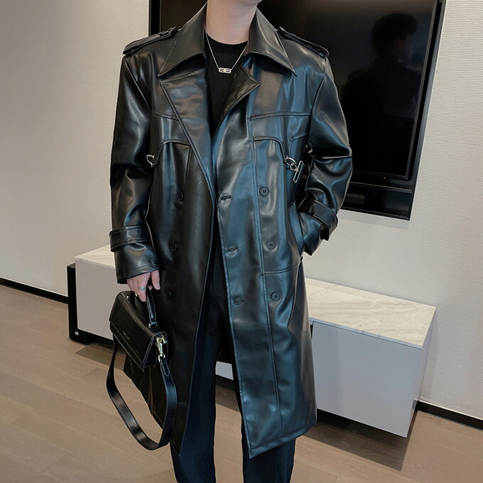 楽天市場】レザーコート チェスターコート メンズ PU レザージャケット