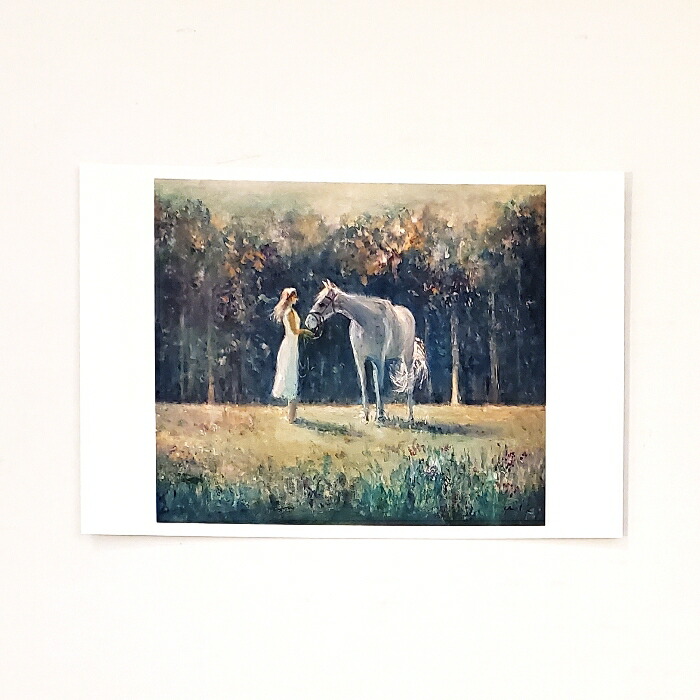 白馬と女性 F25 絵画 油彩画 風景画 人物画 白馬と女性 F25 絵画 油彩