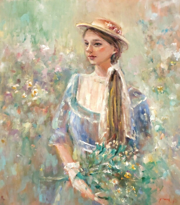 絵画 インテリア 油絵 uF6-010311 人物 女性像 絵画 インテリア 額付き