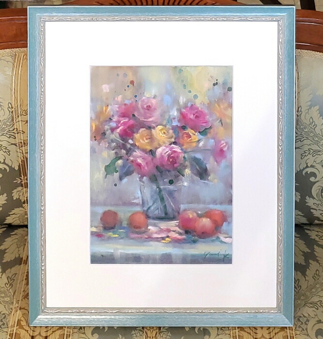 楽天市場】絵画 原画 「朝摘みの薔薇」 水彩/パステル F4 静物画