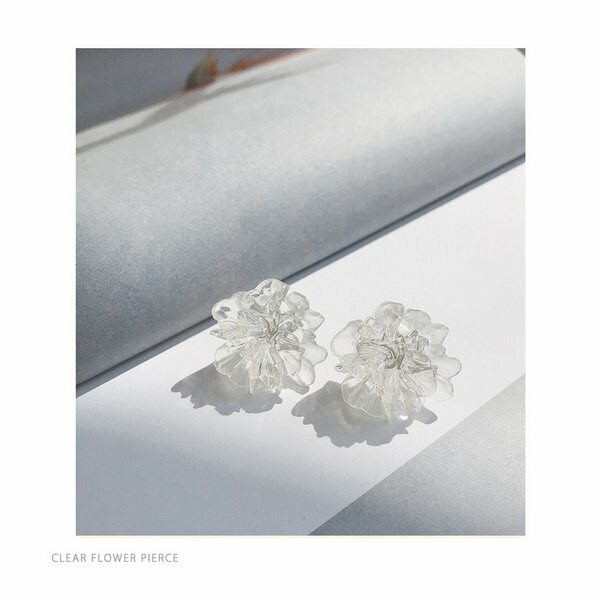 楽天市場】イヤリング クリップ フラワー ペタル クリア シアー