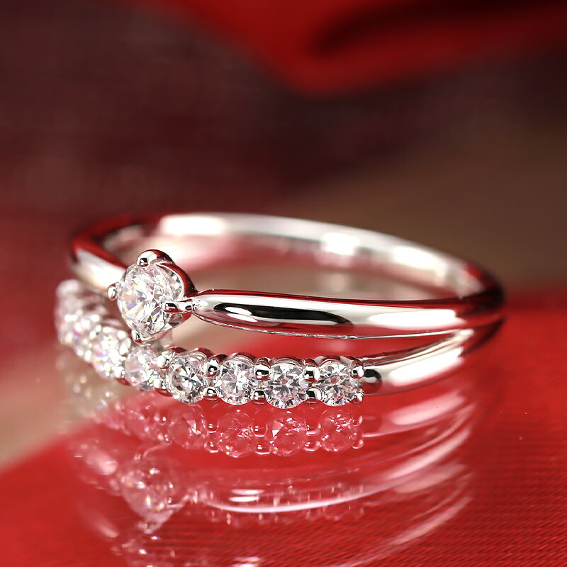 楽天市場】☆pt950 【0.30ctUP】テン ダイヤモンドリング 10ダイヤ