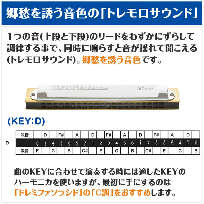トンボ ハーモニカ TOMBO BAND Deluxe 21TONES ケース付 トンボ