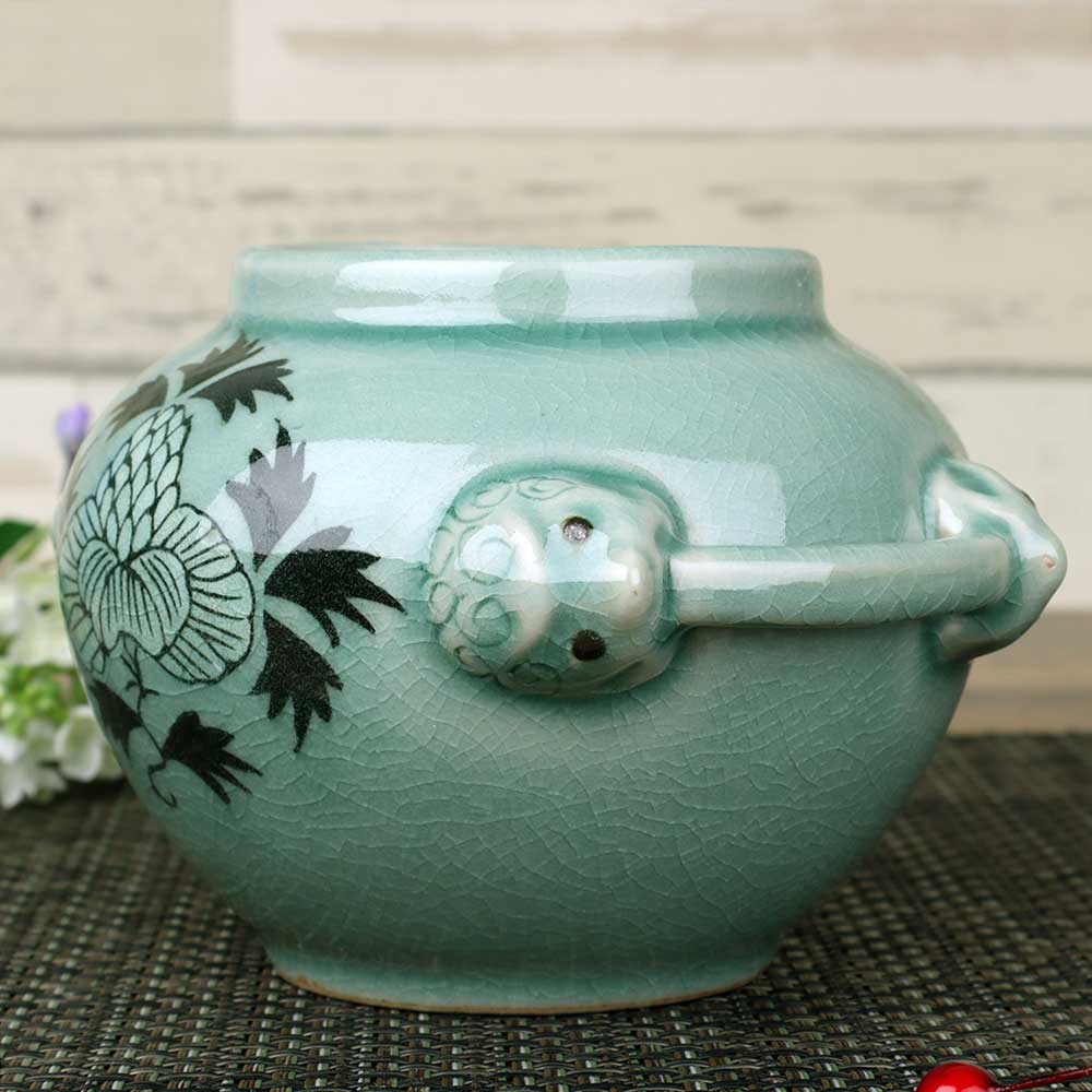 高麗青磁 米色青磁小壺 韓国 骨董 R1399ダM 高麗青磁 米色青磁小壺