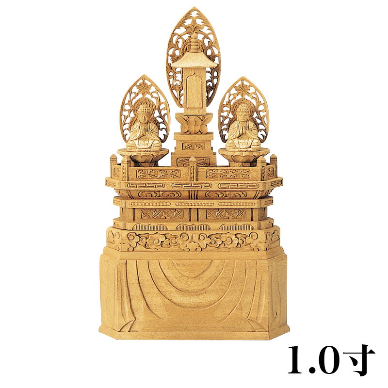 三宝尊 [極小#86] 題目宝塔 釈迦如来坐像 多宝如来坐像 ◇白檀 木彫