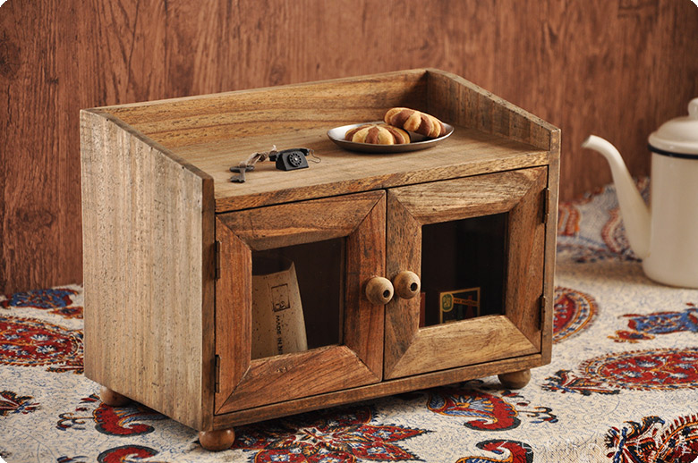 楽天市場】木製「ミニキャビネット」アンティーク風 /収納キャビネット