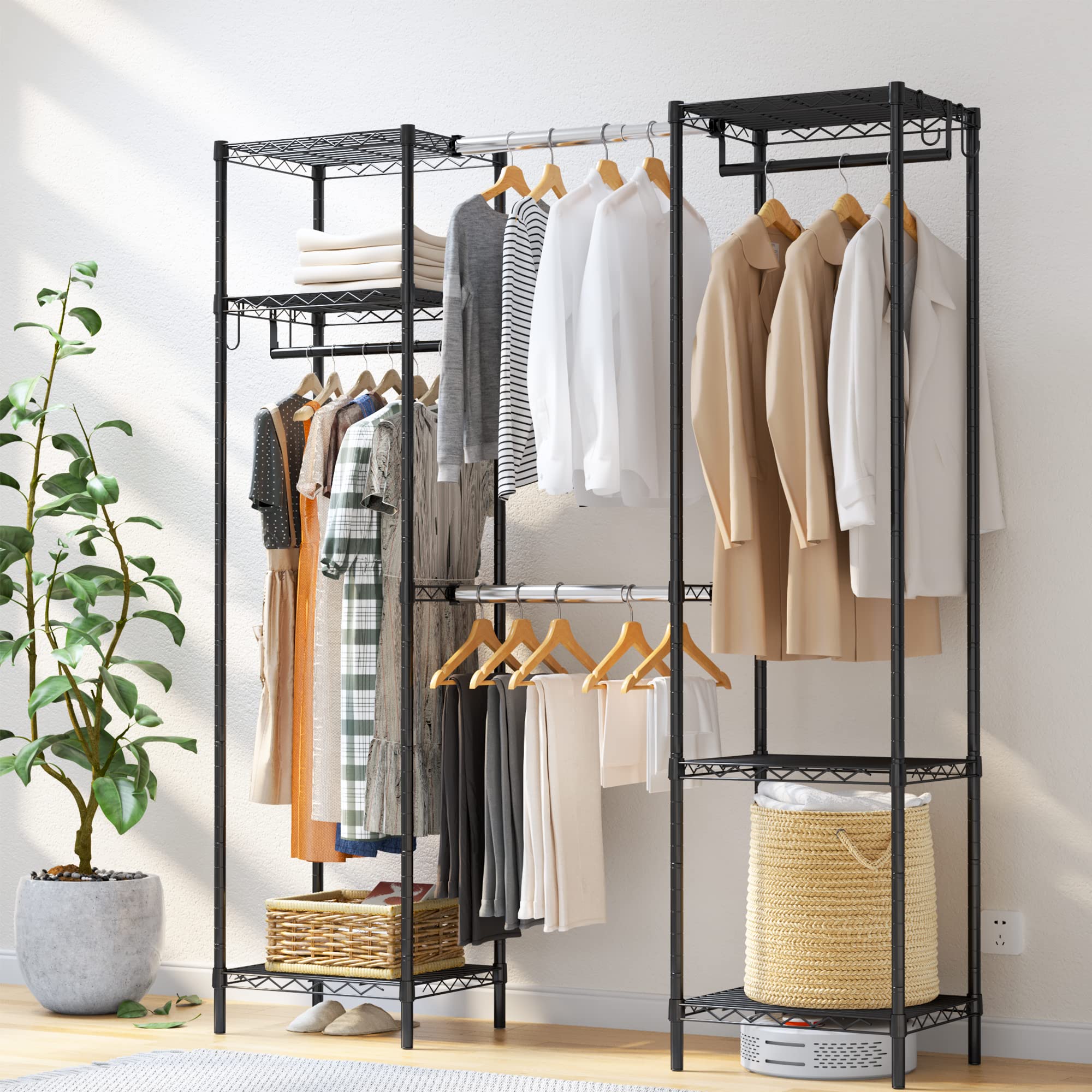 楽天市場】AQRAハンガーラック頑丈4層大容量ワードローブ4つの組み立て