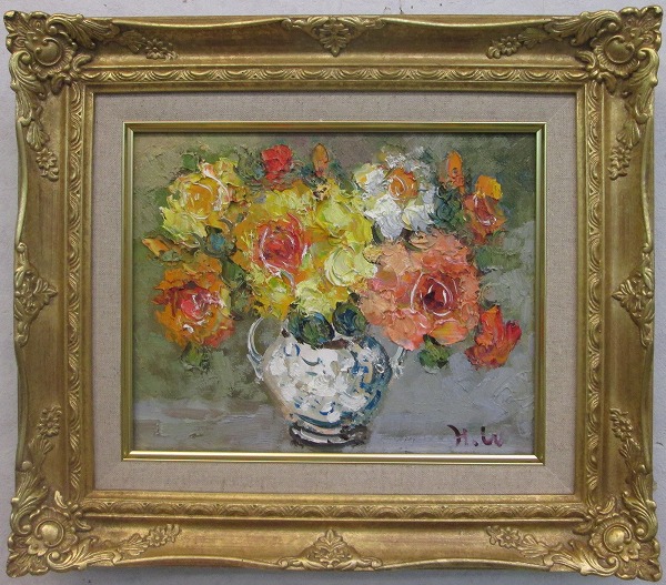 専用・絵画・額縁・油絵・渡部 ひでき・薔薇・F 4号・美術品