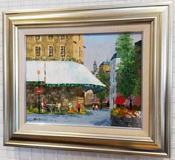 絵画インテリア 絵 額付(白) 油絵 uF6-063203 田園風景 朝陽 夕陽 絵画