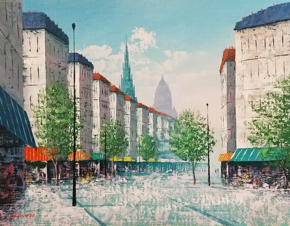 楽天市場】「パリの街角」広瀬和之（F6サイズ油彩画[油絵]・外国風景画