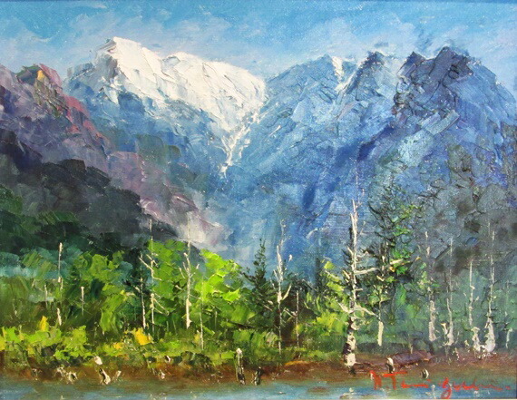 画家 haru 油彩画 ☆ 絵 と 額縁 共に アクリル板 画家 haru 油彩画