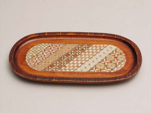 未使用 箱根 寄木細工 丸盆 約26.5cm 無垢 トレイ お盆 Yahoo