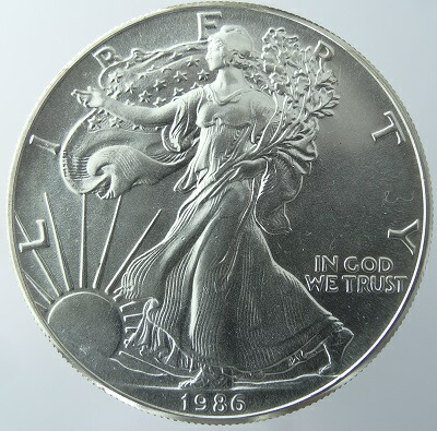 1986年（発行初年）イーグル銀貨1オンスカプセルケース入 1986年（発行