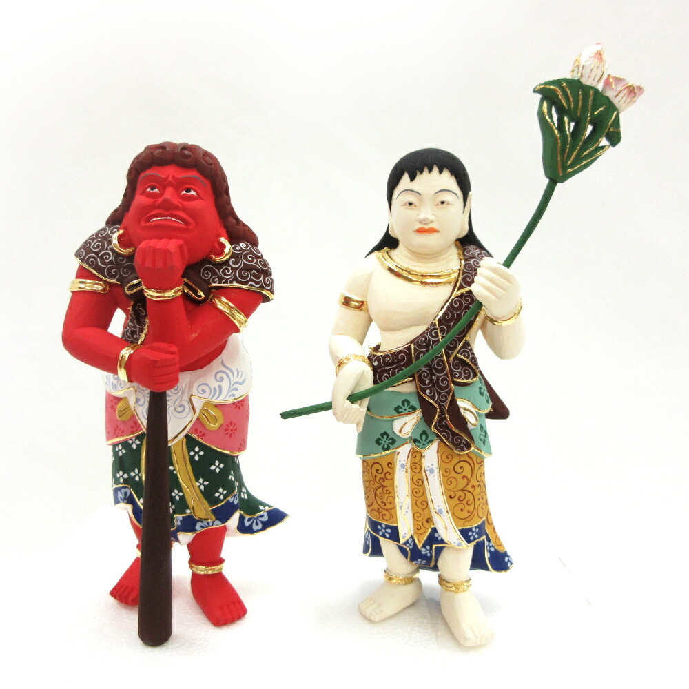 楽天市場】仏像 制咤迦童子 矜羯羅童子 立像 仏像総高15cm 桧木彩色