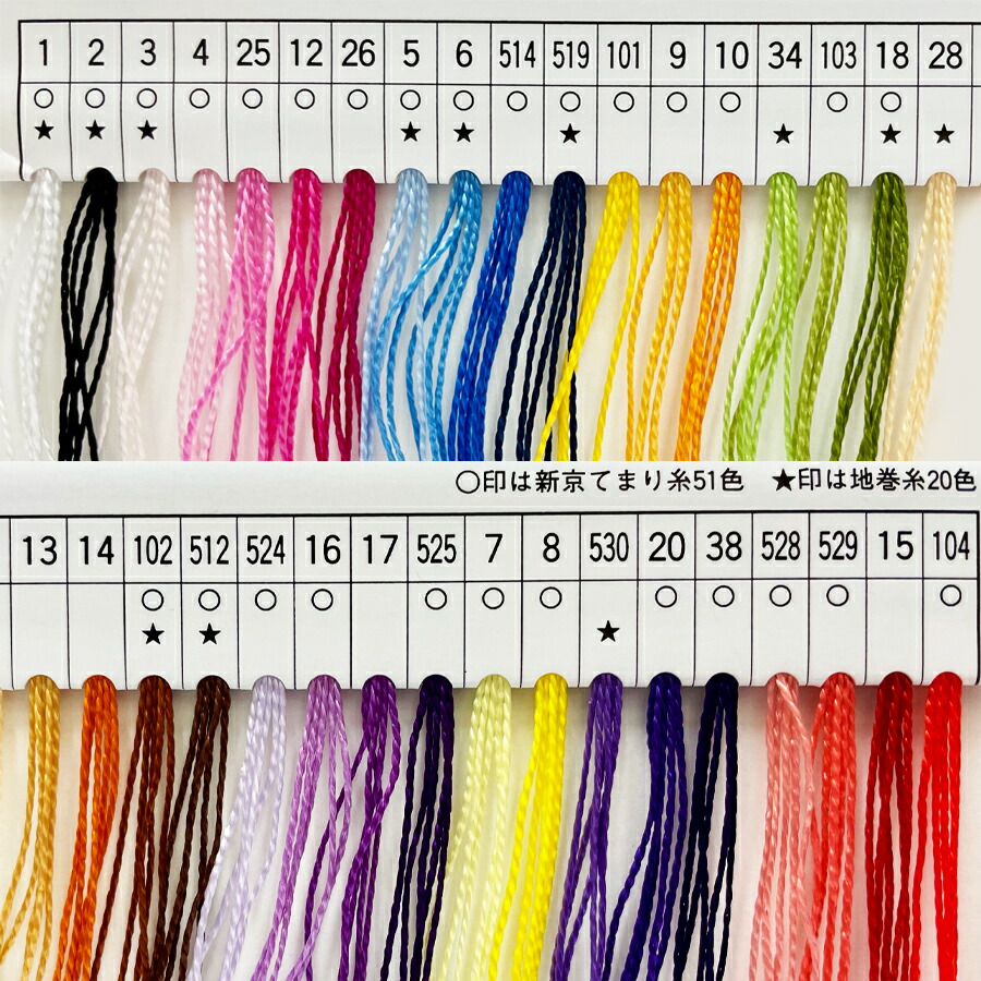 楽天市場】京てまり糸-1 手まり糸 50mカード巻き 見本1列目 タッセル