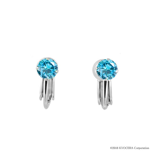 ポメころび◇スイスブルートパーズ×ホワイトジルコンフープイヤリング