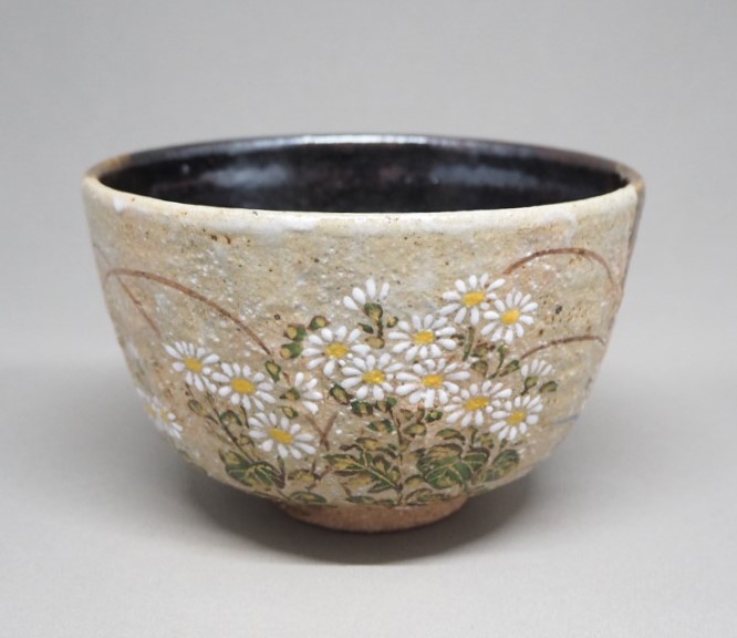 茶道具 期間限定特価 青楓絵平茶碗(菊渓)美品 茶道具 期間限定特価