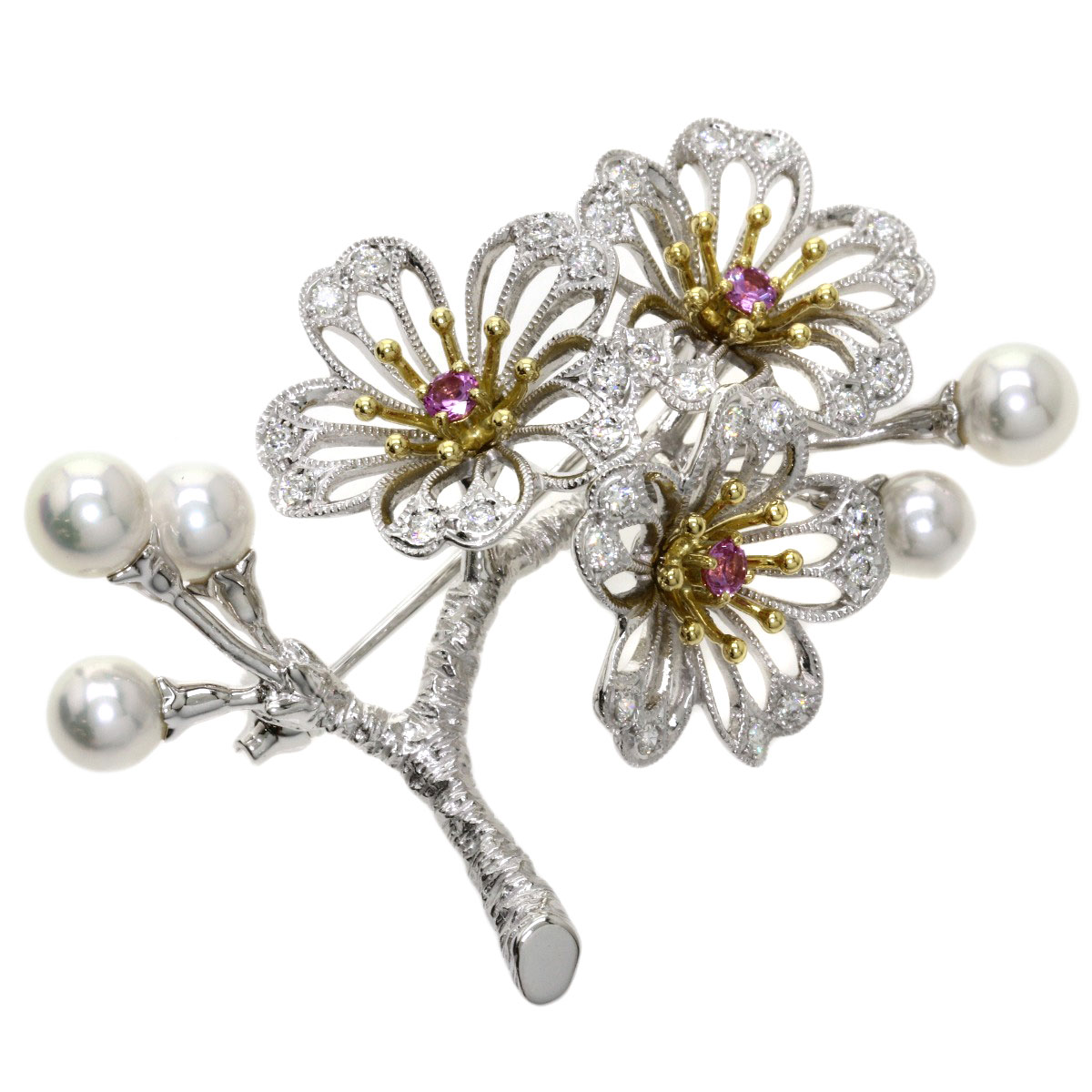 楽天市場】ミキモト パール 真珠 ピンクサファイア ダイヤモンド 桜