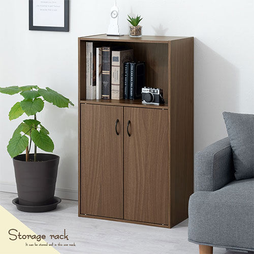 木製キャビネット ナチュラルウッド 収納付き