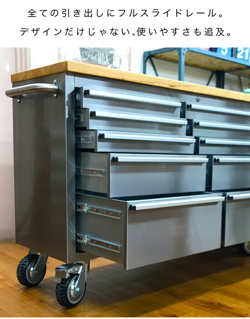 楽天市場】ツールキャビネット 幅199cm キッチンカウンター ステンレス