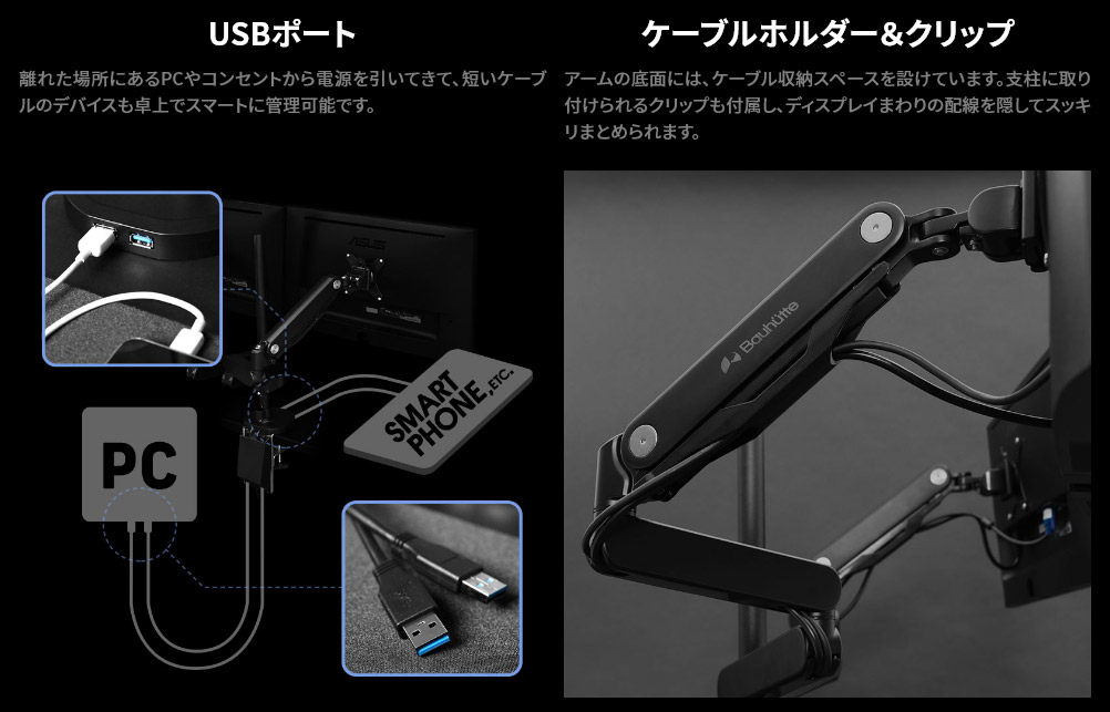 楽天市場】モニターアーム ロングモニターアーム3 デュアルモニター 3