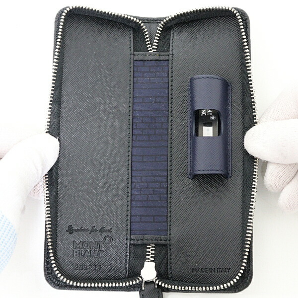 ペンケース 筆箱 革 モンブラン MONTBLANC 3本差 ブラック U0014313