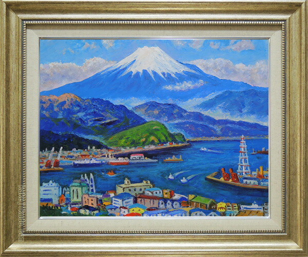珍品 黒田清輝 【上信越 浅間】風景画 油彩画 武二識サイン入り F8