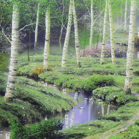 なないも】油彩画「白樺林」P20 絵画 油絵 風景画 原画 白樺林」P20