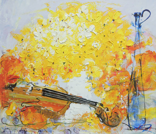 楽天市場】絵画 油絵 花とバイオリン (池田秀郎) 送料無料 【肉筆