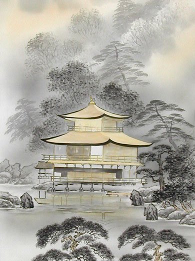 楽天市場】掛け軸 金閣寺 (川村観峰) （掛軸小物なし） 送料無料