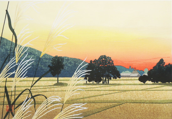 信州の初夏」佐野せいじ 5/100 1額|木版画 現代版画 浮世絵 信州の初夏