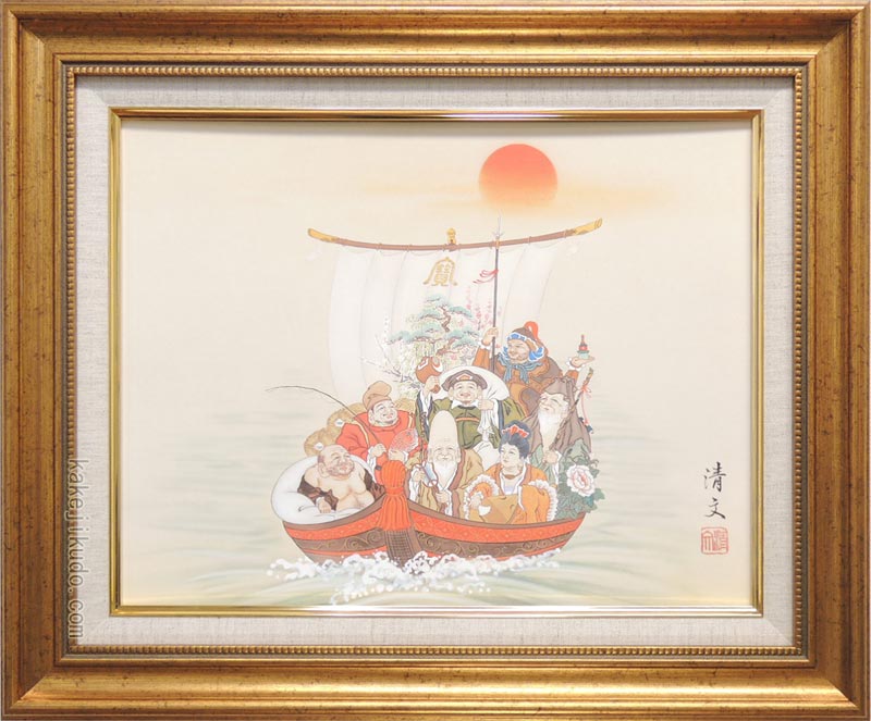 楽天市場】絵画 日本画 七福神宝舟 (加藤清文) 送料無料 【複製