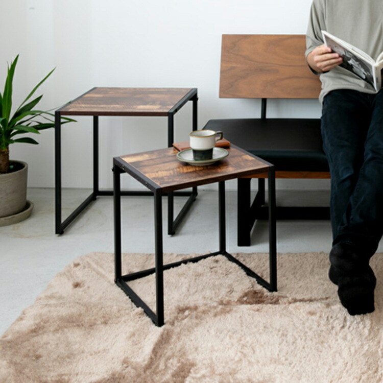 楽天市場】ヴィンテージ風ネストテーブル 大小2個セット 幅40/幅35 机