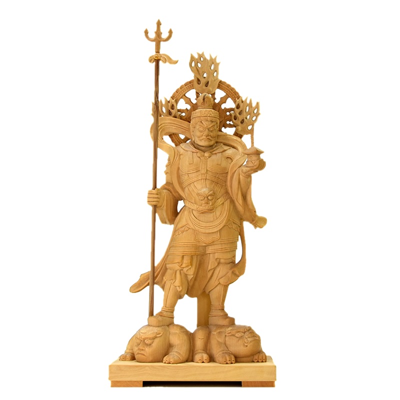 楽天市場】木彫り仏像 【毘沙門天立像】 柘植 立5.0寸 四天王之多聞天