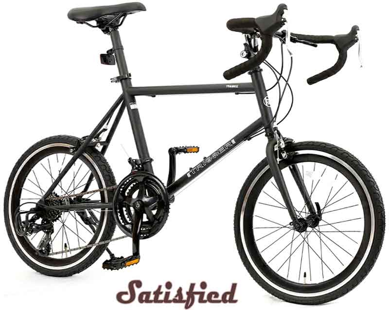 ミニベロ 自転車 マットブラック赤ハンドル整備済 ミニベロ 自転車