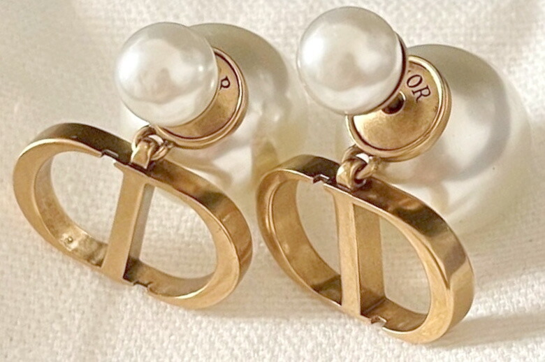 Christian Dior クリスチャンディオール ブランドロゴ フープ パール