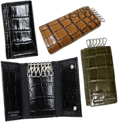 EMPORIO ARMANI ブラック レザー キーケース6連