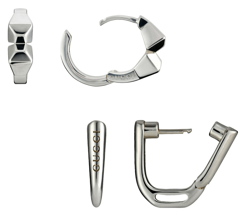 楽天市場】GUCCI グッチピアス レディースロゴ刻印 フープピアス蹄鉄釘
