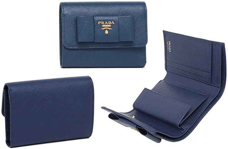 楽天市場】PRADA プラダ 小銭入れ付き3つ折り財布ビッグリボン