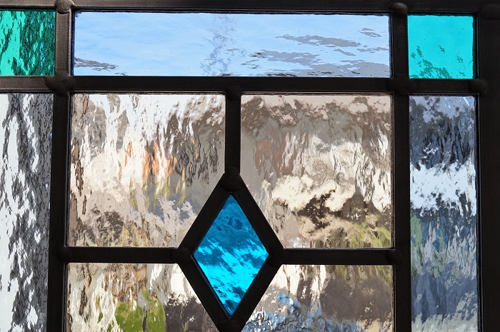 ステンドグラスパネル住宅用 ブルーロンデル&ダイヤP(1426)えびぞう