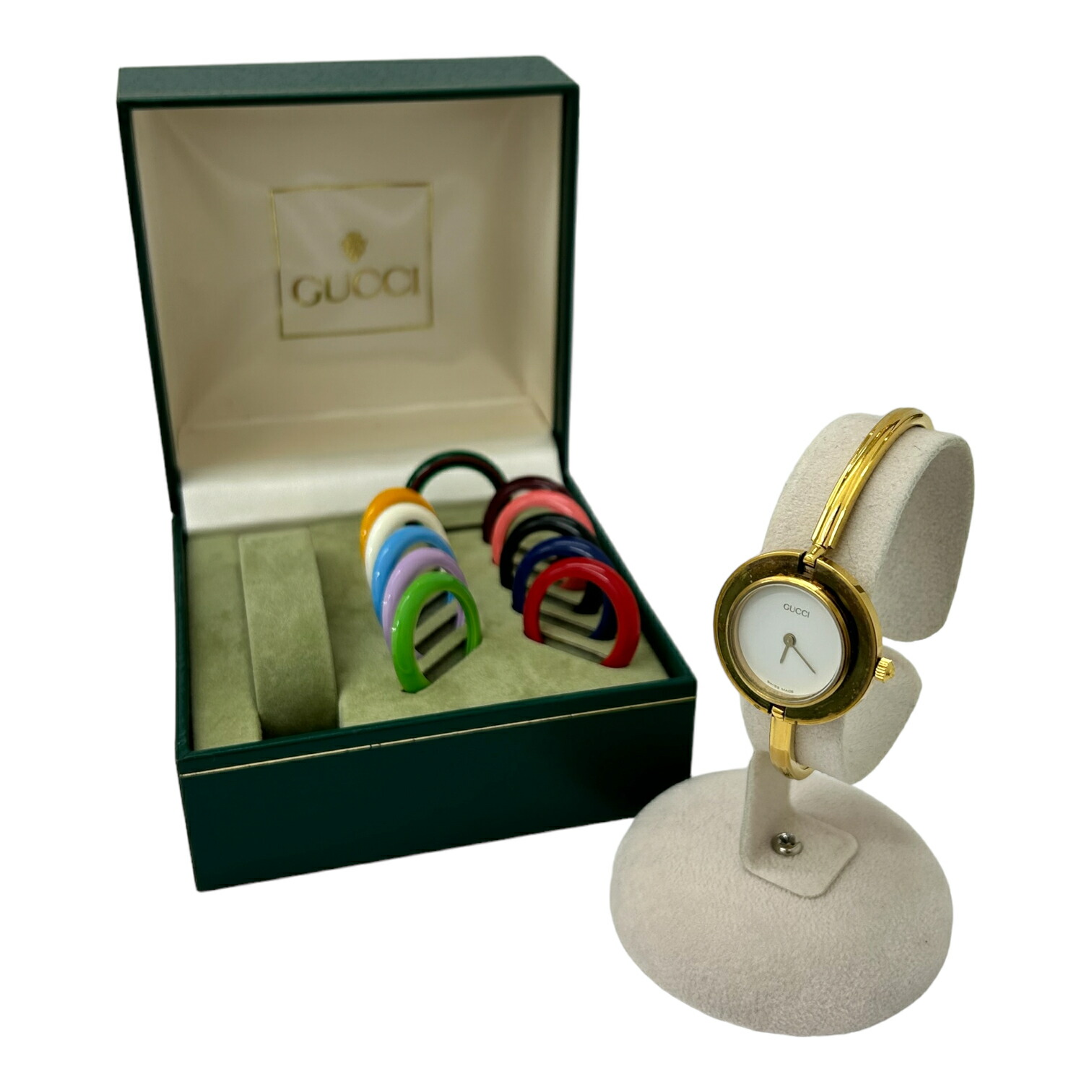 グッチ 11/12.2 チェンジベゼル ゴールド 不動 グリーンベゼルのみ