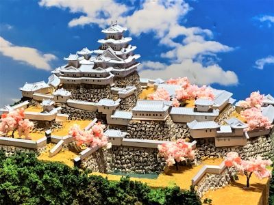 完成品] 姫路城 1/800 (備前丸+三国堀) ケース付き (兵庫県姫路市本町
