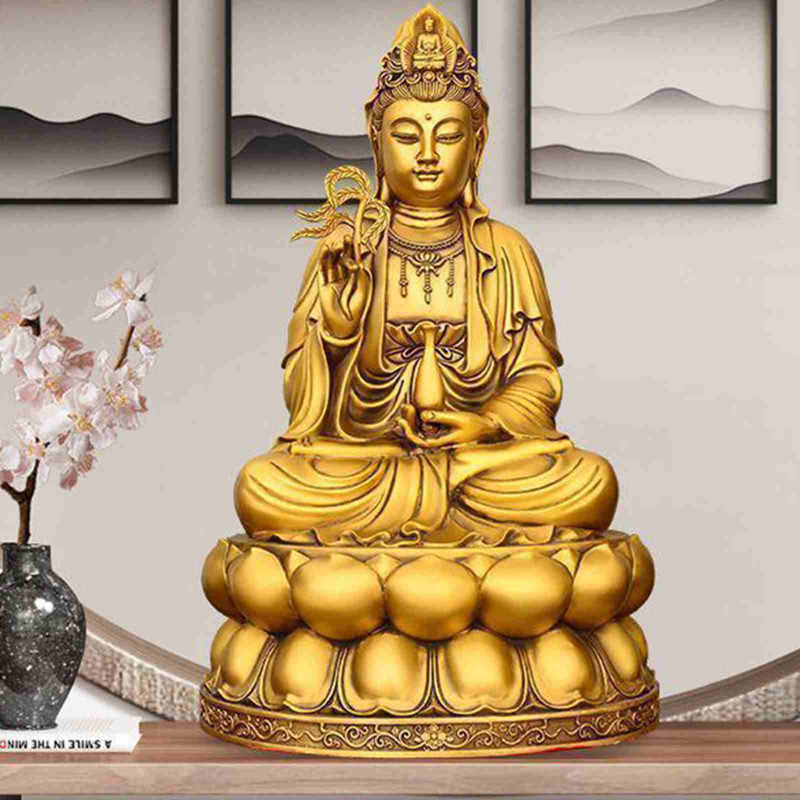 観音菩薩 仏像 銅製 観音像 置物 観音様の仏像 聖観音立像 厄除け 真鍮