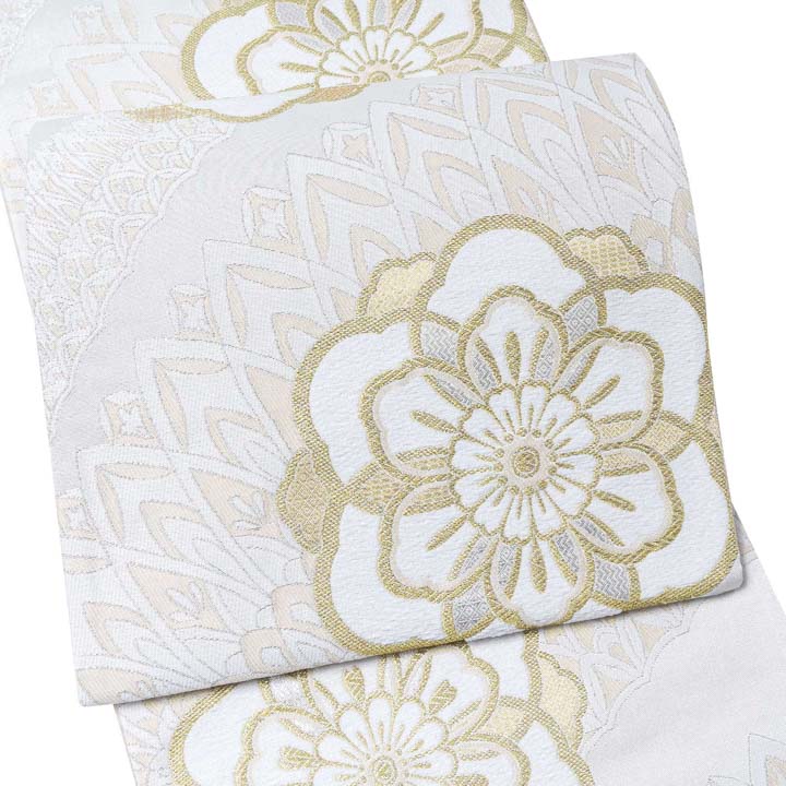 楽天市場】振袖 袋帯 単品「白×生成り色、金 唐花」六通柄 日本製 お