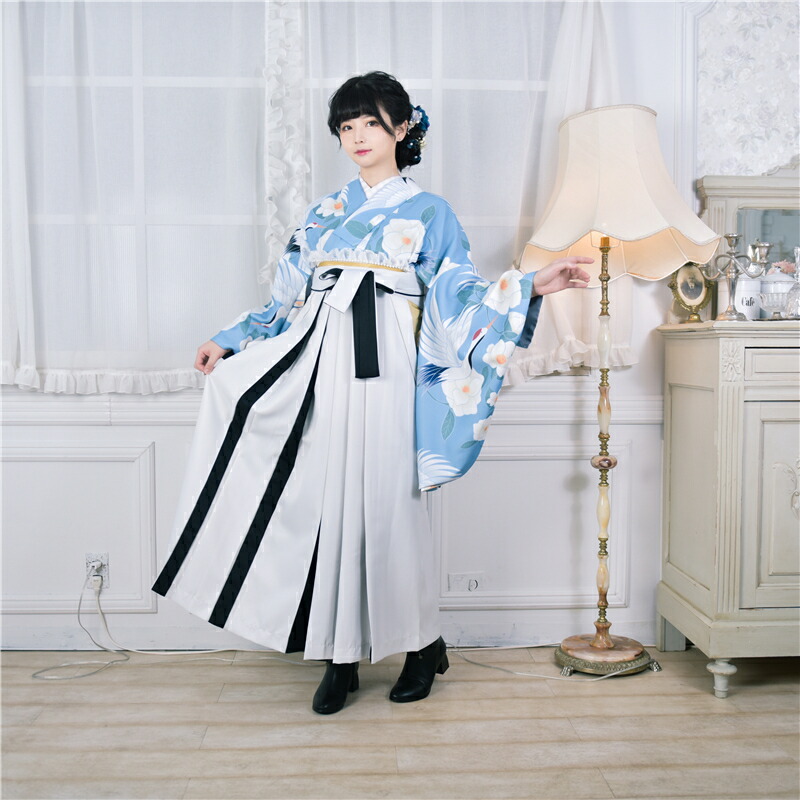 レース着物 バイカラー袴 レースフリル パール 5点セット 新品 卒業式