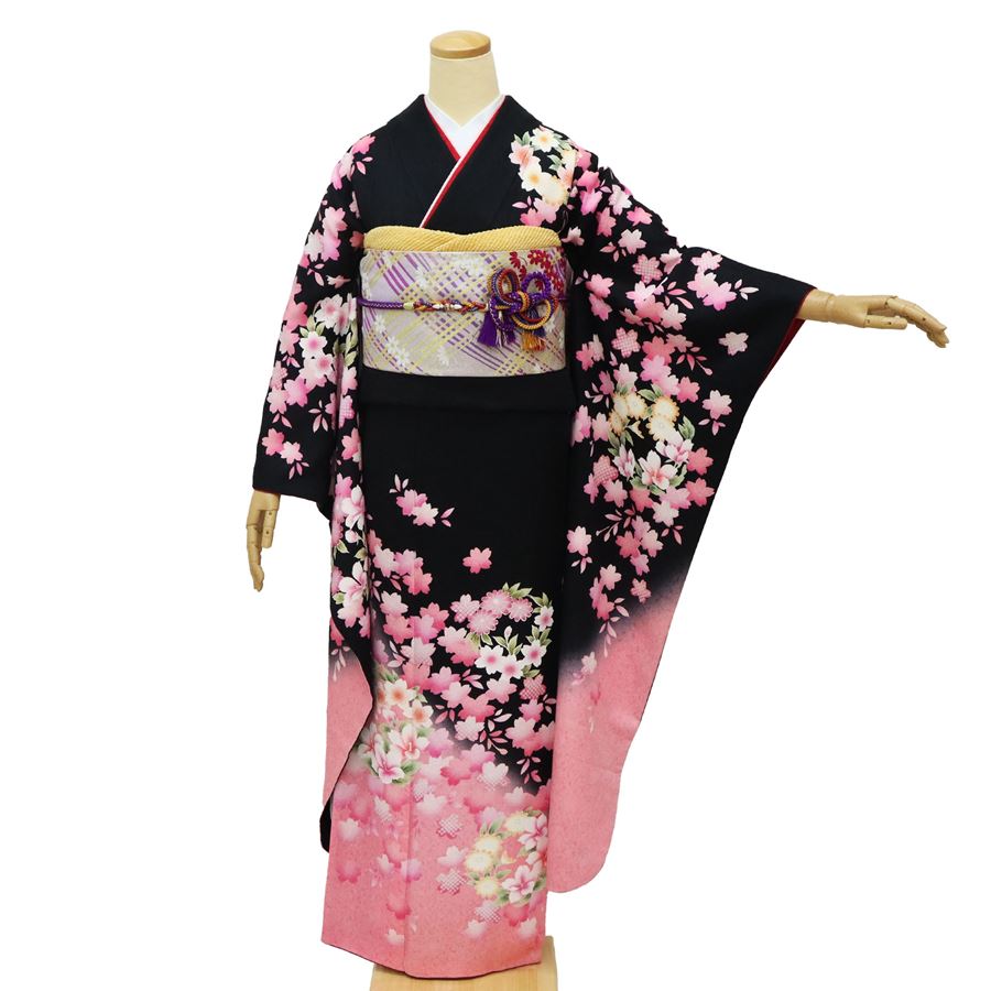 処分セール！1/18(日)まで！425.振袖7点セット 正絹 フルセット 成人式