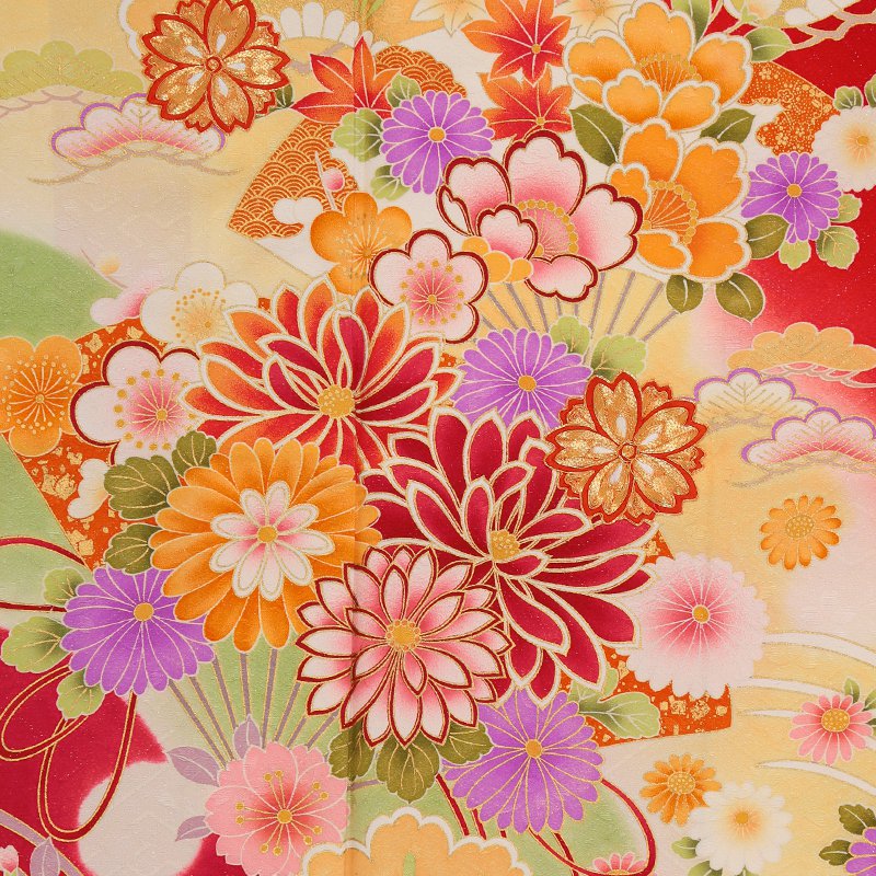 楽天市場】【振袖 レンタル】 結婚式 結納R1450 正絹 赤 ラメ 波に華麗