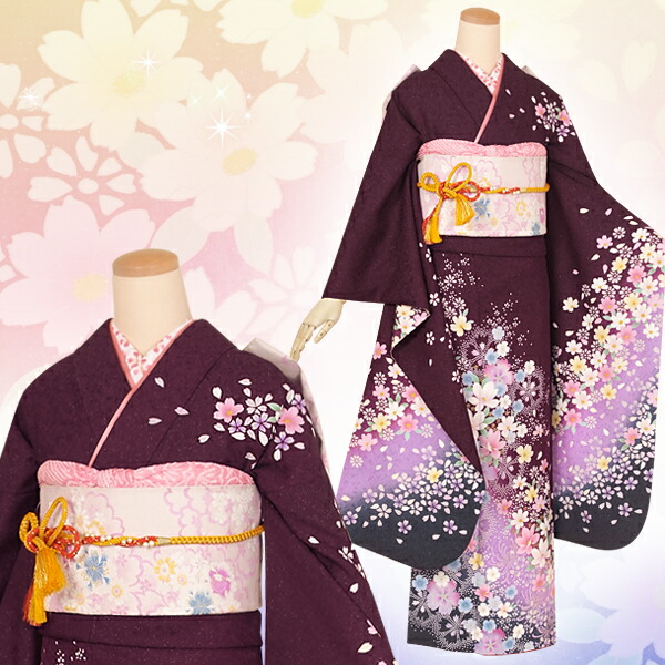 楽天市場】【成人式 振袖 レンタル】RS1402 正絹 紫 桜なでしこフル