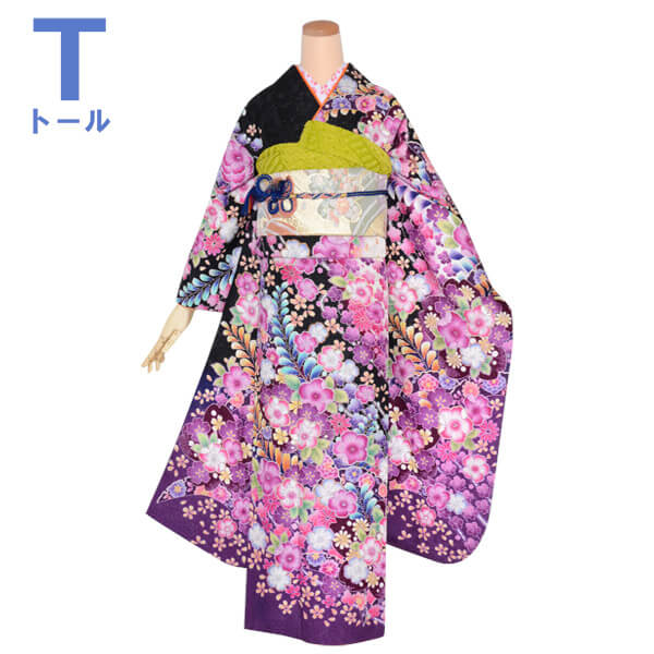 楽天市場】【成人式 振袖 レンタル】RS1653 正絹 黒 豪華 総柄 辻が花